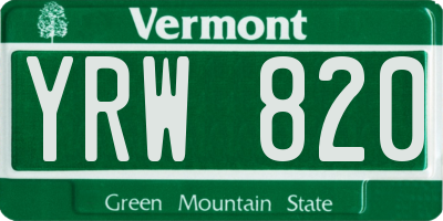 VT license plate YRW820