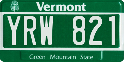 VT license plate YRW821