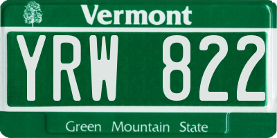 VT license plate YRW822