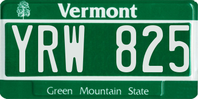 VT license plate YRW825