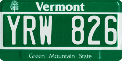 VT license plate YRW826