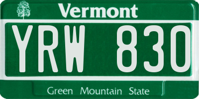VT license plate YRW830
