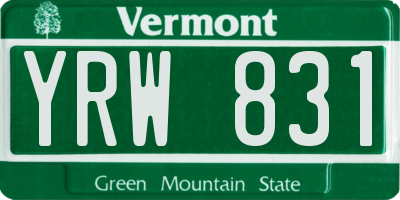 VT license plate YRW831