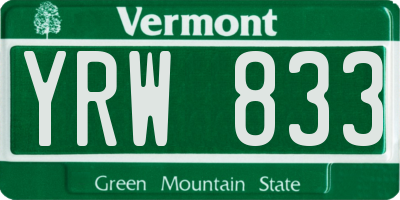 VT license plate YRW833