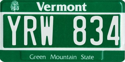 VT license plate YRW834