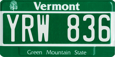 VT license plate YRW836