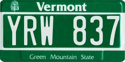 VT license plate YRW837