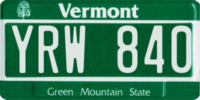 VT license plate YRW840