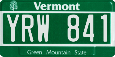 VT license plate YRW841