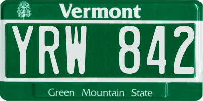 VT license plate YRW842