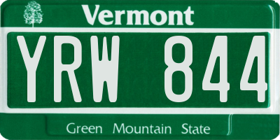 VT license plate YRW844