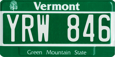 VT license plate YRW846