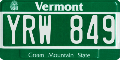 VT license plate YRW849