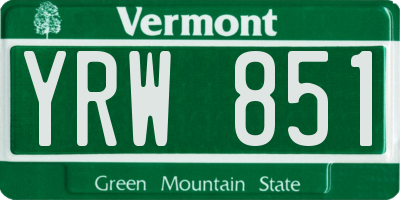 VT license plate YRW851