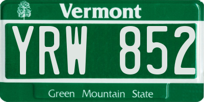 VT license plate YRW852
