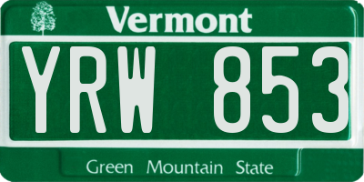 VT license plate YRW853