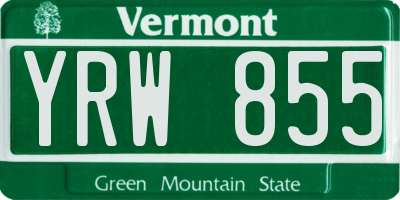 VT license plate YRW855
