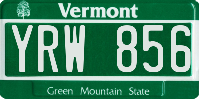 VT license plate YRW856