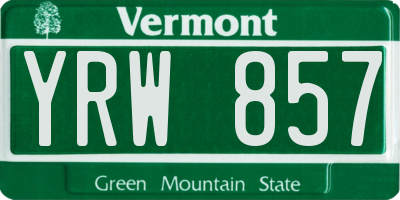 VT license plate YRW857
