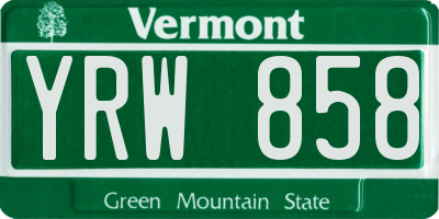 VT license plate YRW858