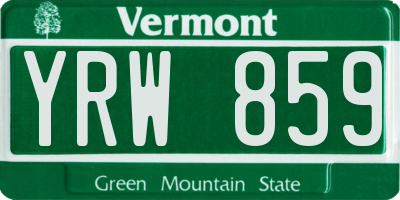 VT license plate YRW859