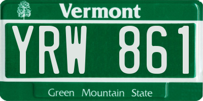 VT license plate YRW861