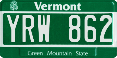 VT license plate YRW862