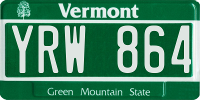 VT license plate YRW864