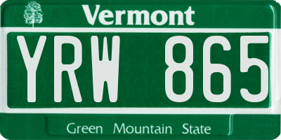 VT license plate YRW865