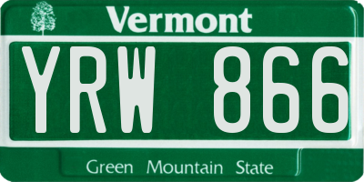 VT license plate YRW866