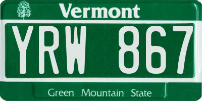 VT license plate YRW867
