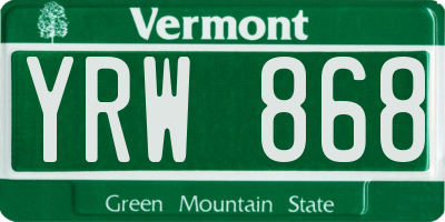 VT license plate YRW868
