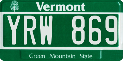 VT license plate YRW869