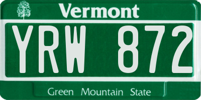 VT license plate YRW872
