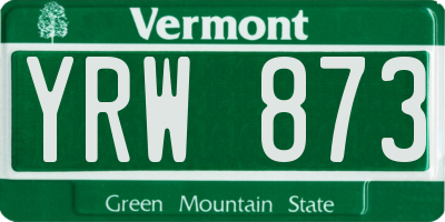 VT license plate YRW873