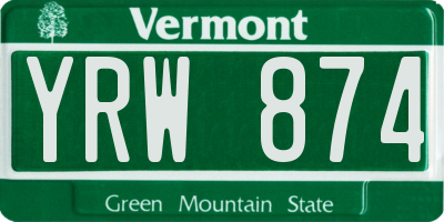 VT license plate YRW874