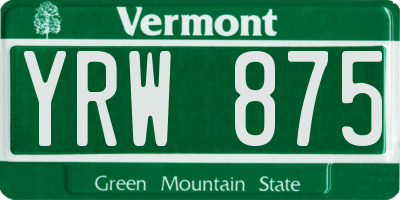 VT license plate YRW875
