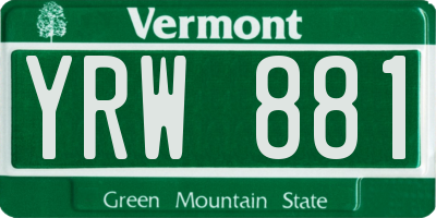 VT license plate YRW881
