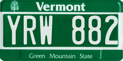 VT license plate YRW882