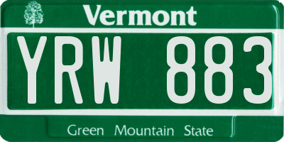 VT license plate YRW883
