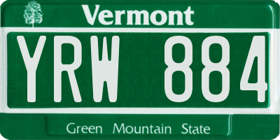 VT license plate YRW884