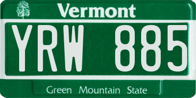 VT license plate YRW885