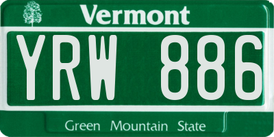 VT license plate YRW886