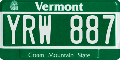 VT license plate YRW887