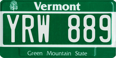 VT license plate YRW889