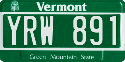 VT license plate YRW891