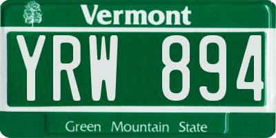VT license plate YRW894