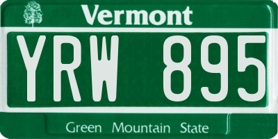 VT license plate YRW895