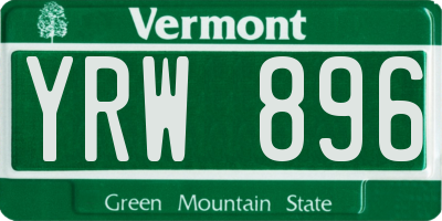 VT license plate YRW896