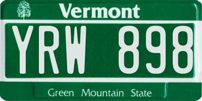 VT license plate YRW898